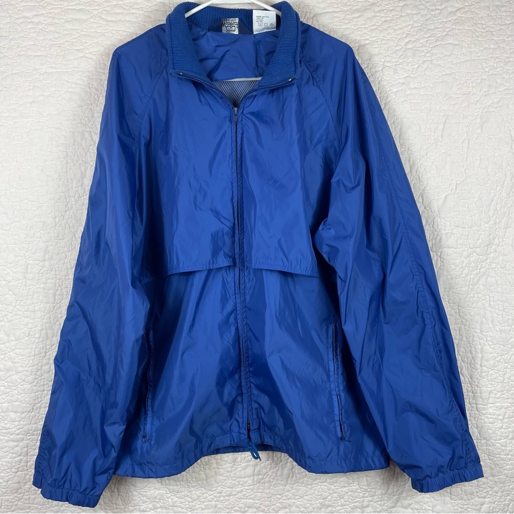 🔥Woolrich Rain Windbreaker Packable Hood Vented Lightweight Royal Blue Size L